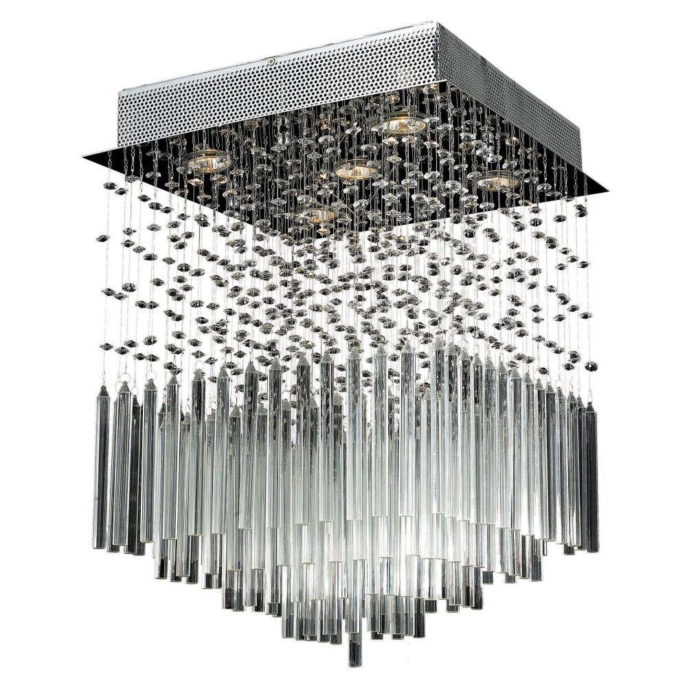 Torrent 5-Light Chrome Finish and Clear Crystal Flush Mount Ceiling Light 16 in. L x 16 in. W x 22 i