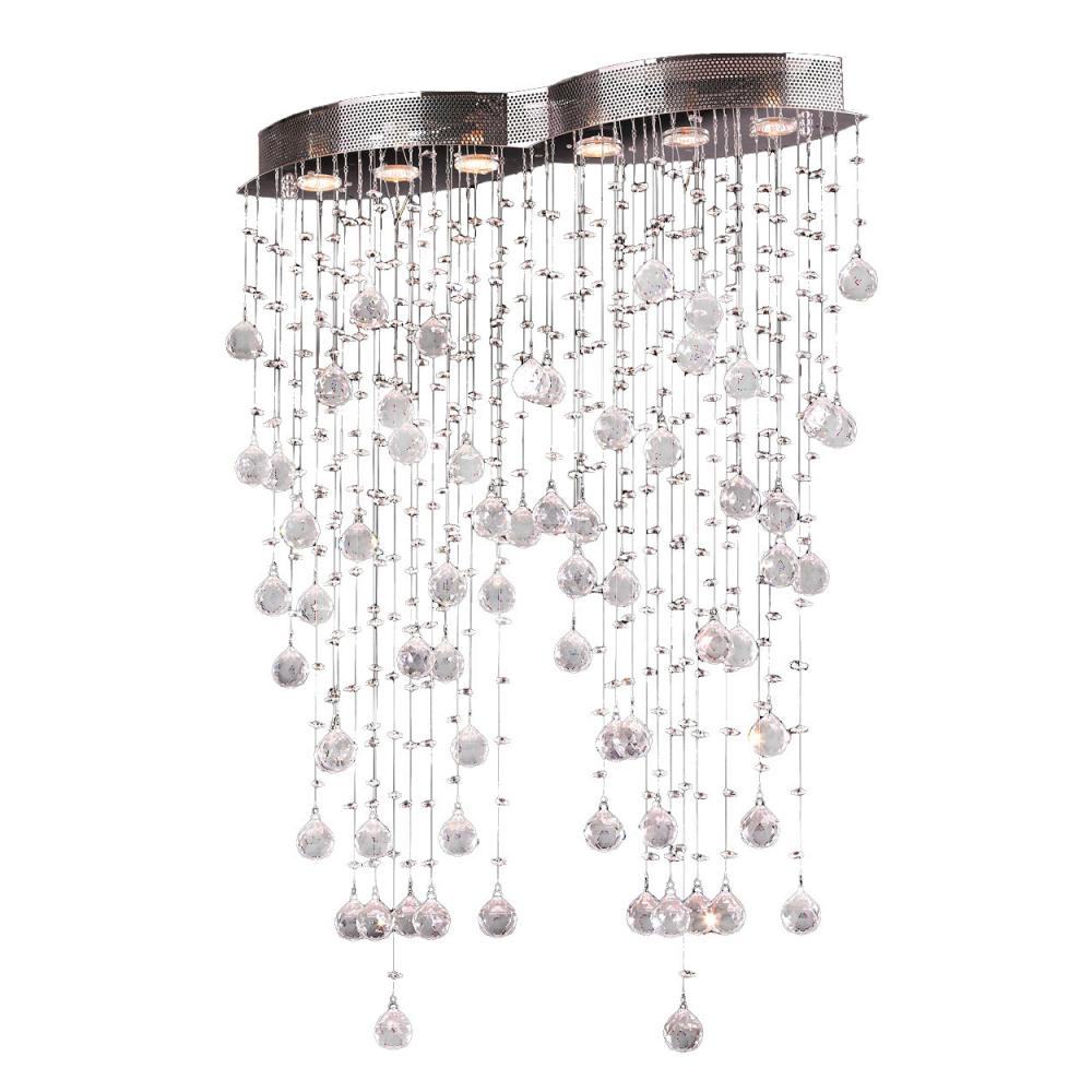 Icicle 6-Light Chrome Finish and Clear Crystal Flush Mount Ceiling Light 29 in. L x 8 in. W x 40 in.
