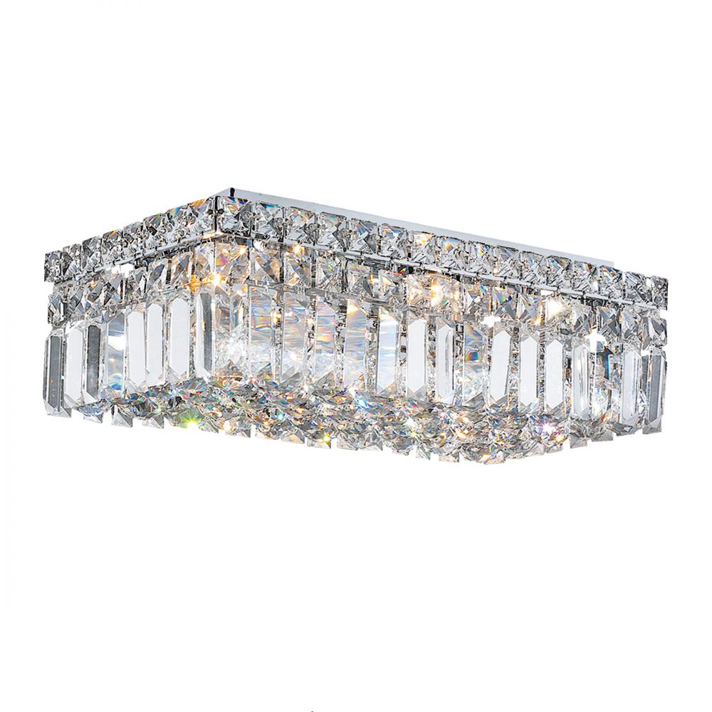 Cascade 4-Light Chrome Finish and Clear Crystal Flush Mount Ceiling Light 16 in. L x 8 in. W x 5 in.