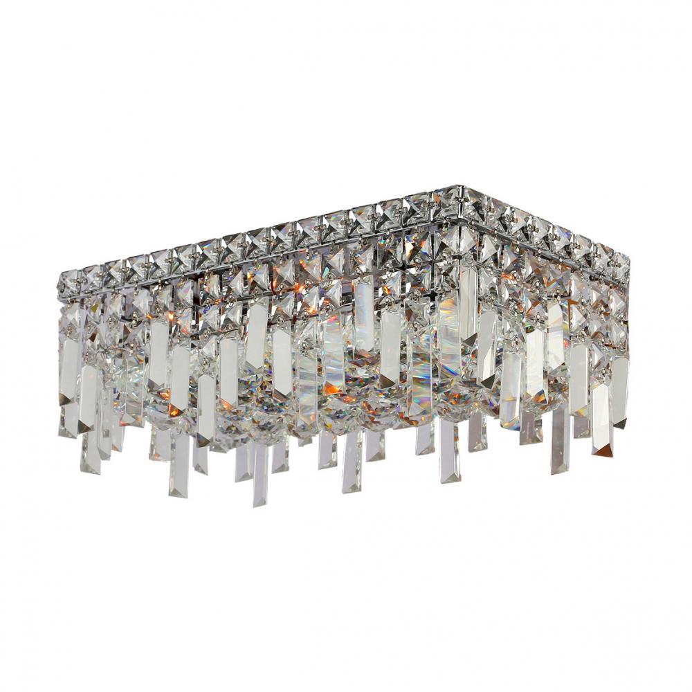 Cascade 4-Light Chrome Finish and Clear Crystal Flush Mount Ceiling Light 16 in. L x 8 in. W x 7.5 i