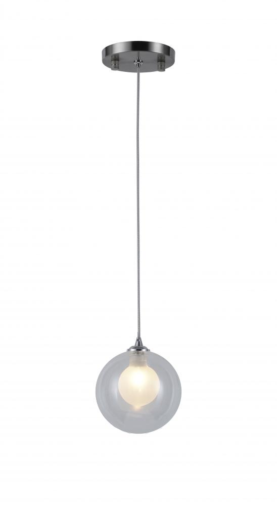 Moulin 1-Light Matte Nickel Finish Halogen / LEd Clear and Frosted Glass Ball Mini Pendant Ceiling L