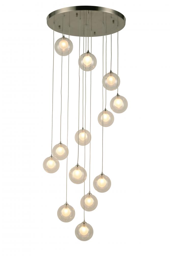 Moulin 13-Light Matte Nickel Finish Halogen / LEd Clear and Frosted Glass Ball Multi Light Pendant 2