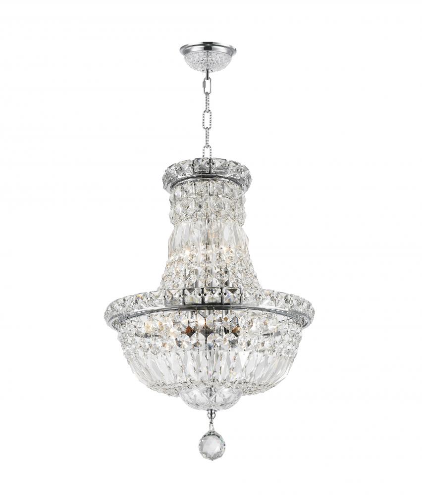 Empire 6-Light Chrome Finish and Clear Crystal Chandelier 12 in. Dia x 16 in. H Round Mini