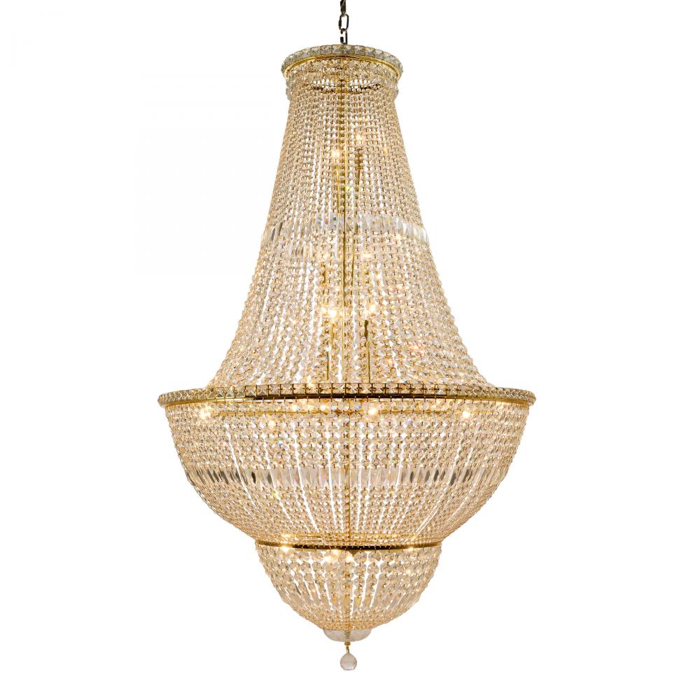 Empire Collection 24 Light Gold Finish Crystal Chandelier 36" d x 59" H Round Large