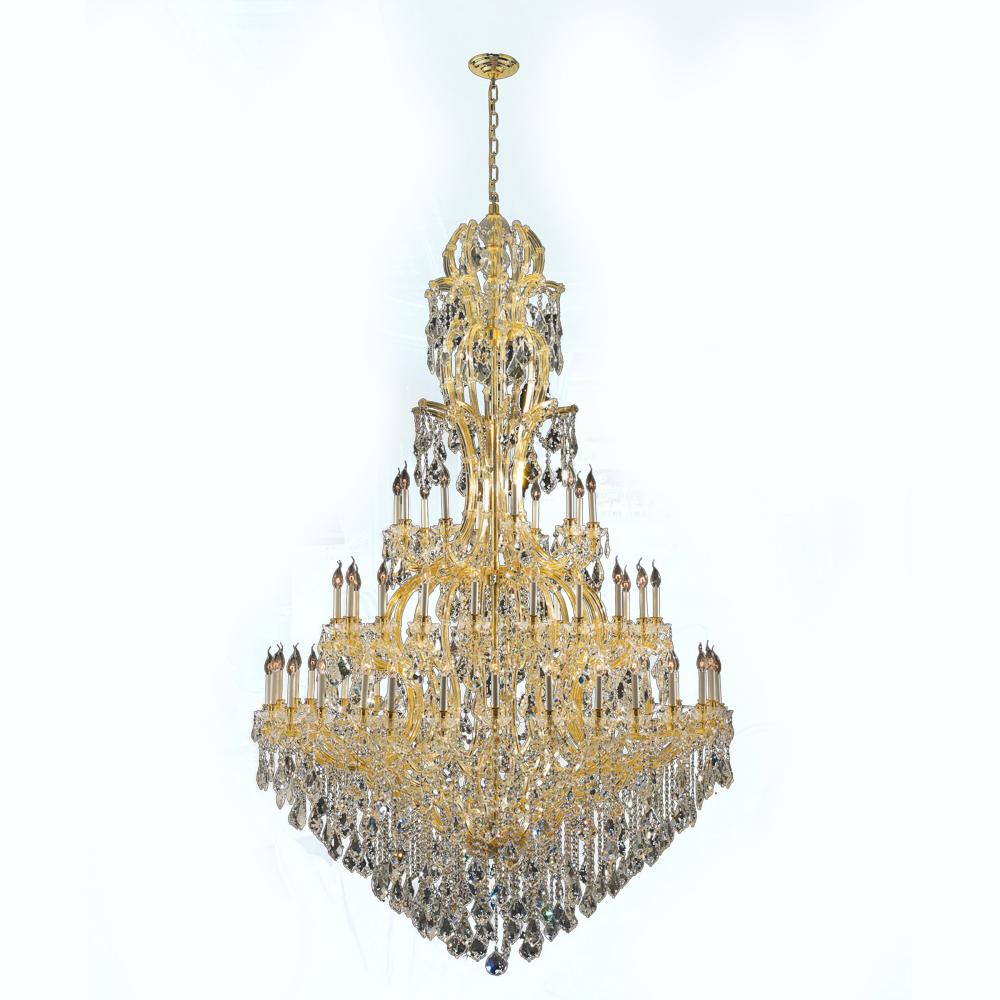 Maria Theresa 60 Light Gold Finish and Clear Crystal Chandelier 65 in. Dia x 108 in. H Three 3 Tier 