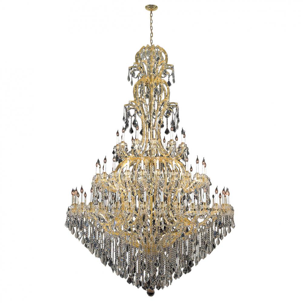 Maria Theresa 72-Light Gold Finish and Clear Crystal Chandelier 78 in. Dia x 126 in. H Three 3 Tier 