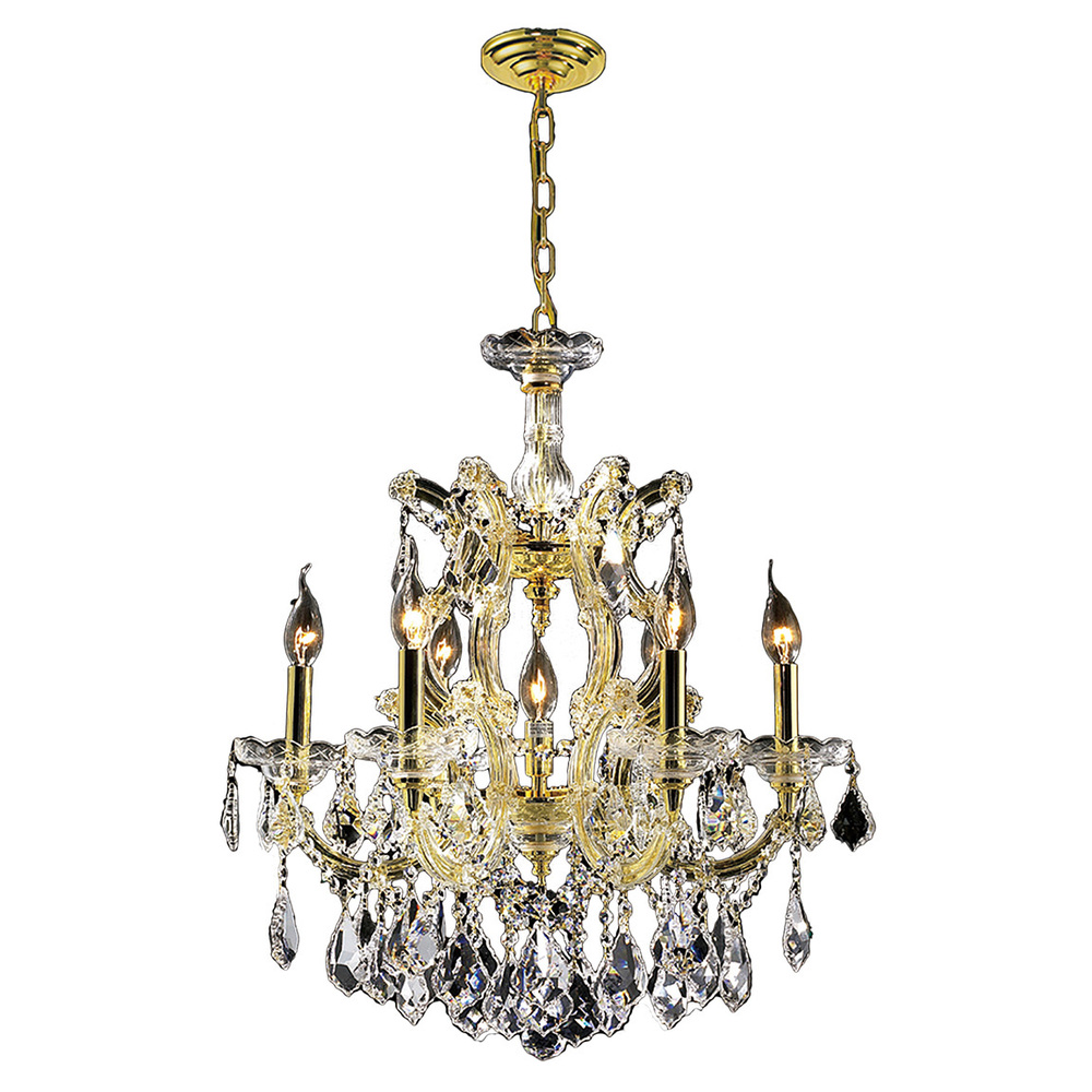 Maria Theresa 7-Light Gold Finish and Clear Crystal Chandelier 22 in. Dia x 25 in. H Medium