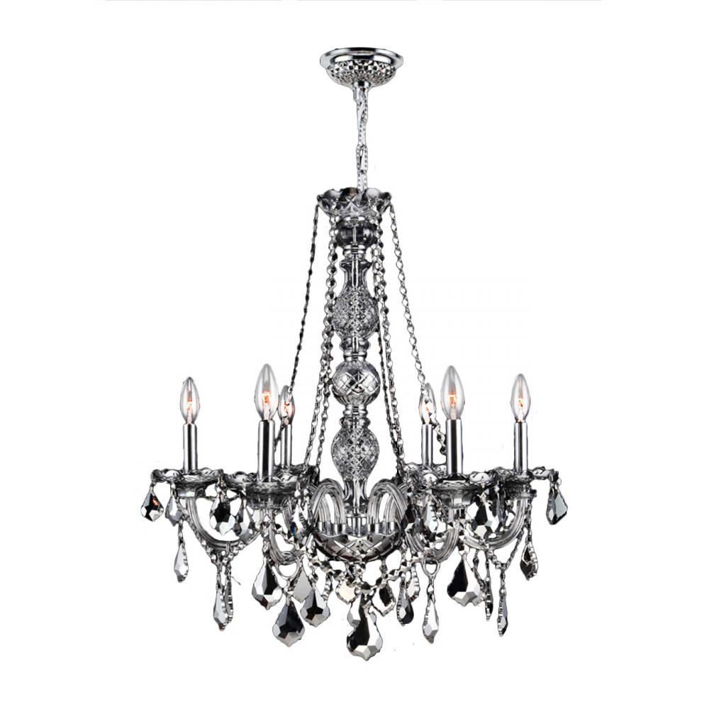 Provence 6-Light Chrome Finish and Chrome Crystal Chandelier 24 in. Dia x 28 in. H Large