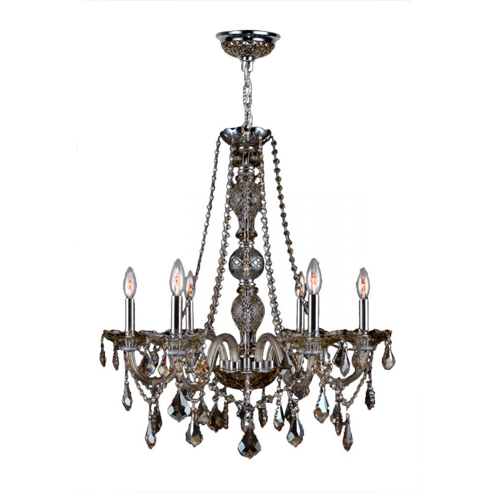 Provence 6-Light Chrome Finish and Clear Crystal Chandelier 24 in. Dia x 28 in. H Large