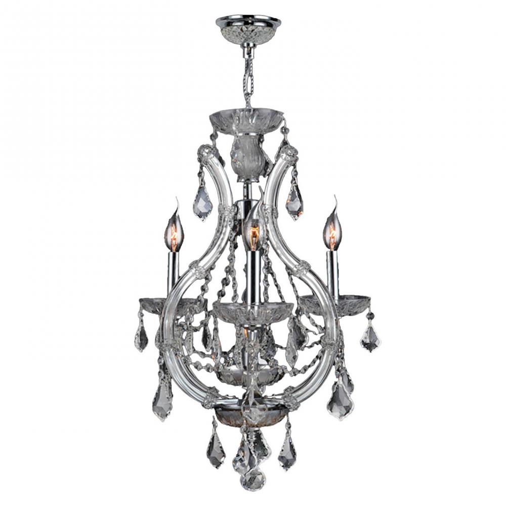 Lyre Collection 4 Light Chrome Finish and Clear Crystal Chandelier 16" D x 28" H Mini