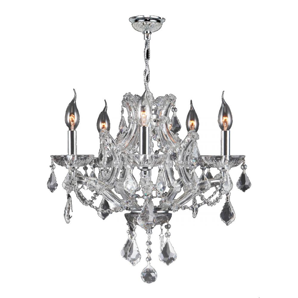Lyre Collection 5 Light Chrome Finish and Clear Crystal Chandelier 19" D x 18" H Medium