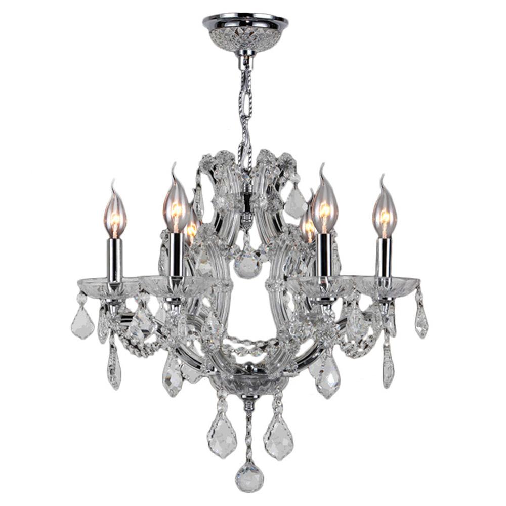 Maria Theresa 6-Light Chrome Finish and Clear Crystal Chandelier 20 in. Dia x 19 in. H Medium