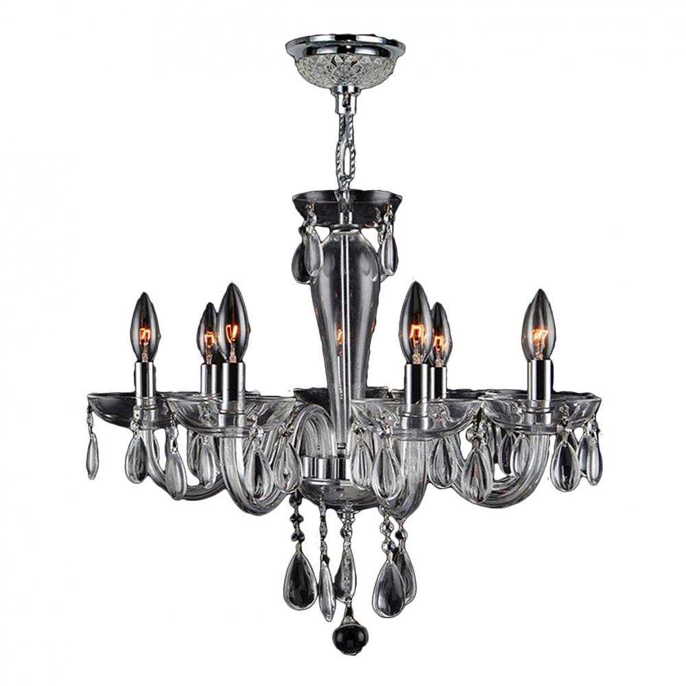 Gatsby 8-Light Chrome Finish and Clear Blown Glass Chandelier 22 in. Dia x 19 in. H Medium