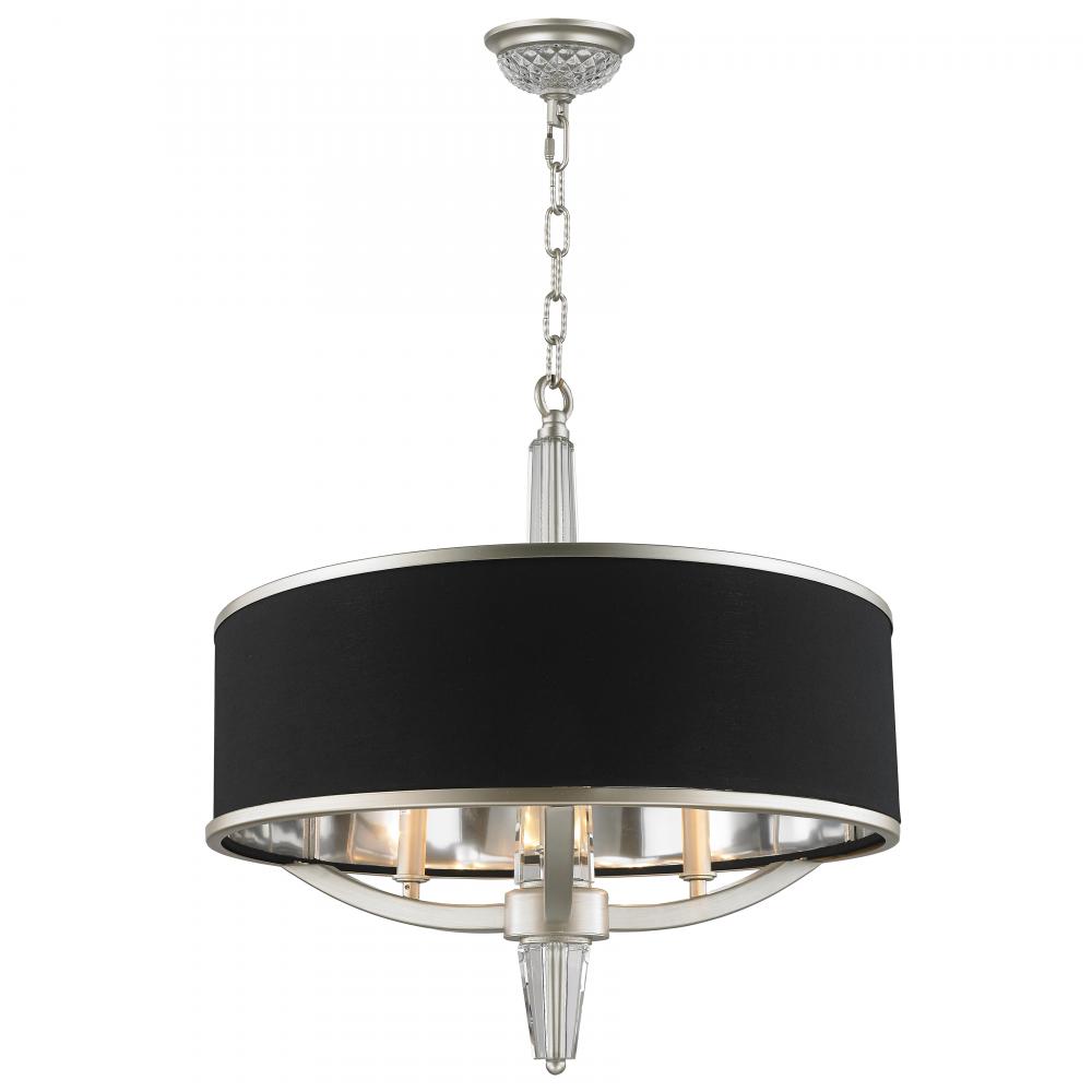Gatsby  3-Light Matte Nickel Finish with Black drum Shade Chandelier 21 in. Dia x 22 in. H