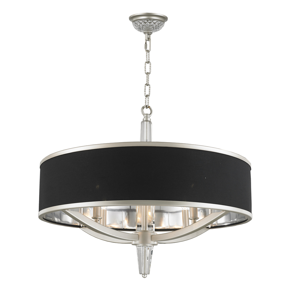 Gatsby  4-Light Matte Nickel Finish with Black drum Shade Chandelier 26 in. Dia x 26 in. H