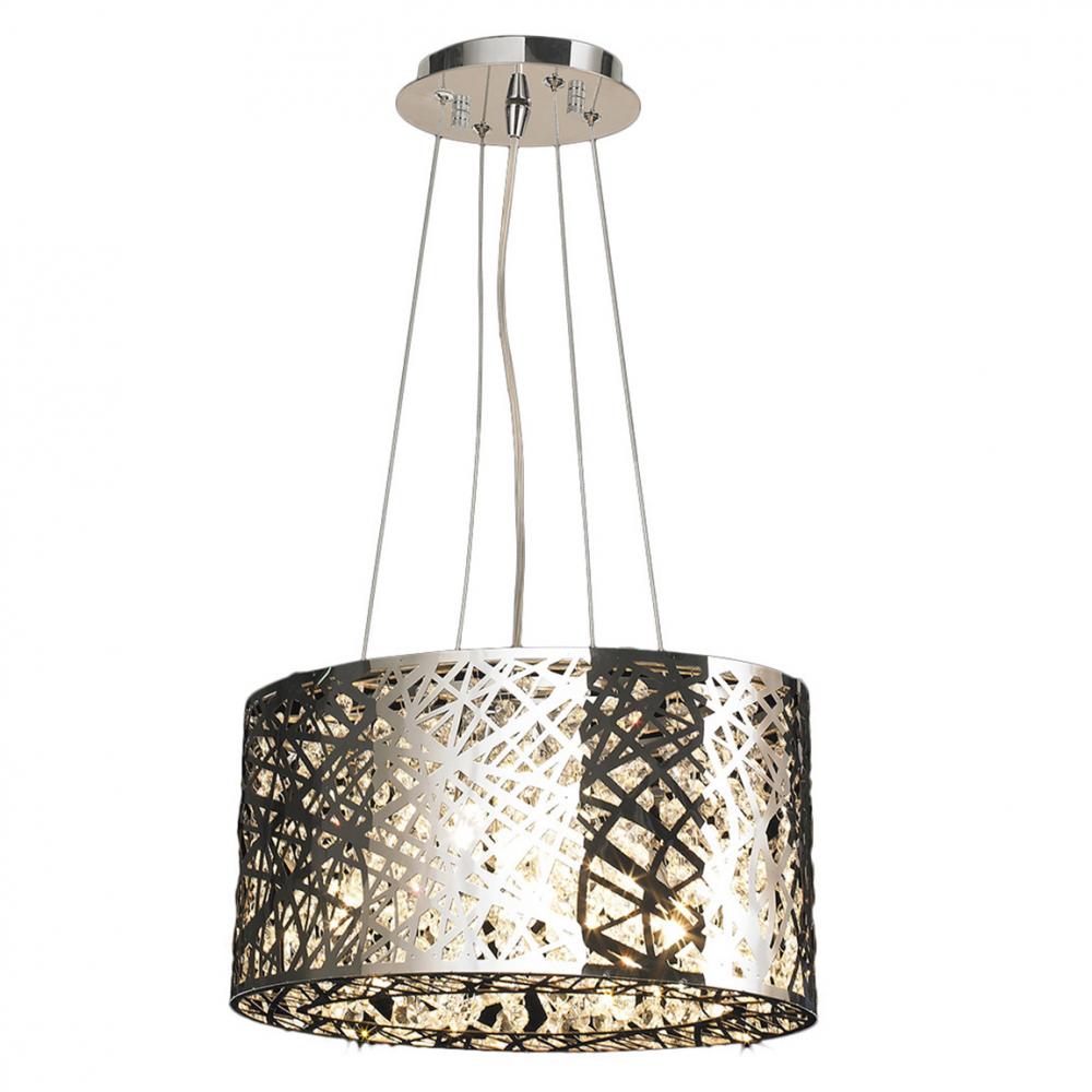 Aramis 5-Light Chrome Finish and Clear Crystal drum Chandelier 16 in. L x 8 in. W x 9 in. H Mini