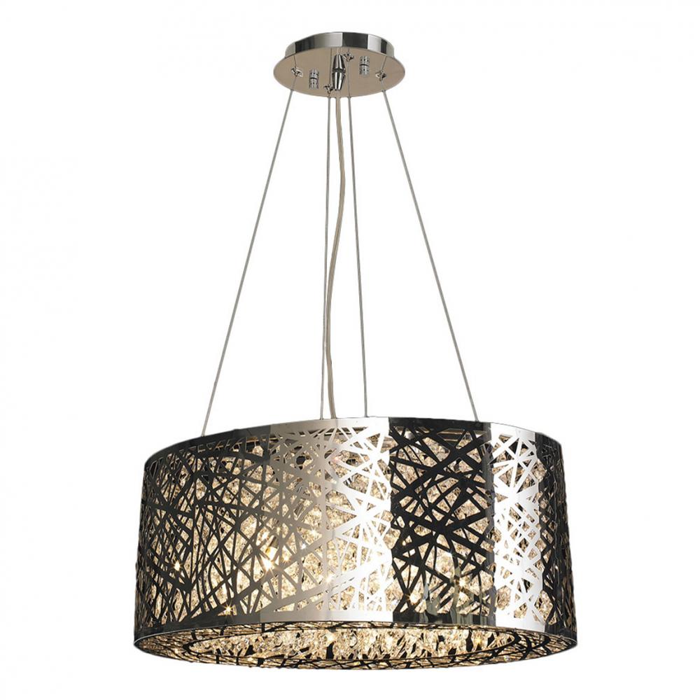 Aramis 8-Light Chrome Finish and Clear Crystal Chandelier 20 in. L x 11 in. W x 9 in. H Medium