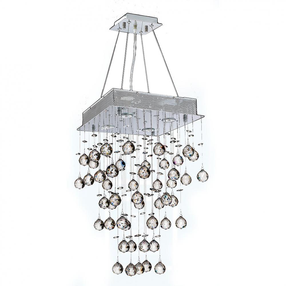 Icicle Collection 4 Light Chrome Finish and Clear Crystal Square Chandelier 14" L x  14" W x