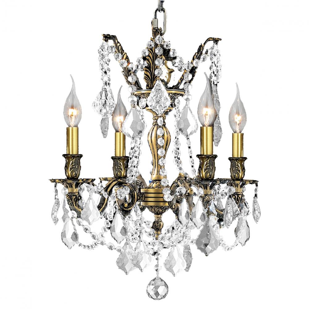 Windsor 4-Light Antique Bronze Finish and Clear Crystal Chandelier 17 in. Dia x 21 in. H Medium
