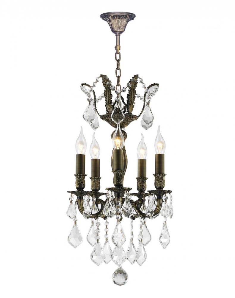 Versailles 5-Light Antique Bronze Finish and Clear Crystal Mini Chandelier 15 in. Dia x 22 in. H