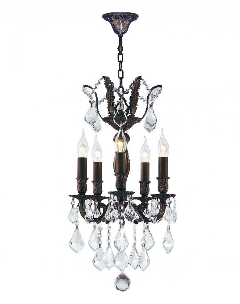 Versailles 5-Light dark Bronze Finish and Clear Crystal Mini Chandelier 15 in. Dia x 22 in. H