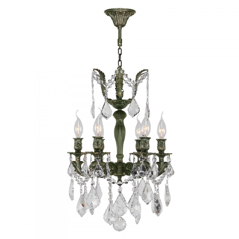 Versailles 6-Light Antique Bronze Finish and Clear Crystal Mini Chandelier 15 in. Dia x 22 in. H
