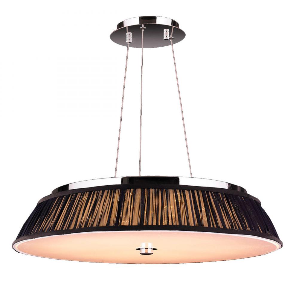 Alice Collection 12 Light LED Chrome Finish with Black String Empire Shade Pendant 24" D x 4"