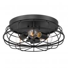  E30002-001 - Montego 15 in. 3-Light Matte Black Metal Cage Flush Mount