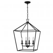  E80001-001 - Charleston 4-Light Matte Black Finish Linear Pendant Light W18" X D18" X 25"H