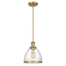  E80003-010 - Cloe 1-Light Vintage Brass Finish Harmer Glass Pendant 9“ X 9” X 10.5“