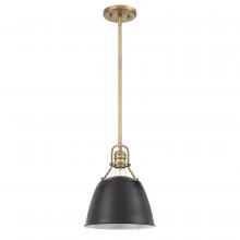  E80011-010 - Helmut 1-Light Vintage Brass Black Shade Pendant 10“ X 10” X 12“