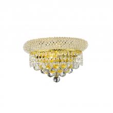  W23018G12 - Empire 2-Light Gold Finish and Clear Crystal Wall Sconce Light 12 in. W x 6 in. H Medium