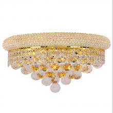  W23018G16 - Empire 3-Light Gold Finish and Clear Crystal Wall Sconce Light 16 in. W x 8 in. H Large