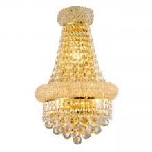  W23019G12 - Empire Collection 3 Light Gold Finish and Clear Crystal Wall Sconce Light 12" W x 7" H Mediu