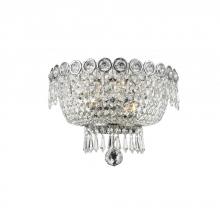  W23020C12 - Empire 2-Light Chrome Finish and Clear Crystal Wall Sconce Light 12 in. W x 8 in. H Medium