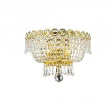  W23020G12 - Empire 2-Light Gold Finish and Clear Crystal Wall Sconce Light 12 in. W x 8 in. H Medium