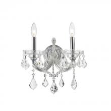  W23070C12 - Maria Theresa 2-Light Chrome Finish and Clear Crystal Candle Wall Sconce Light 12 in. W x 16 in. H M