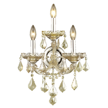  W23071C12-GT - Maria Theresa 3-Light Chrome Finish and Golden Teak Crystal Candle Wall Sconce Light 12 in. W x 22 i