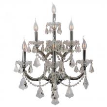  W23073C22 - Maria Theresa 7-Light Chrome Finish and Clear Crystal Candle Wall Sconce Light 22 in. W x 29.5 in. H