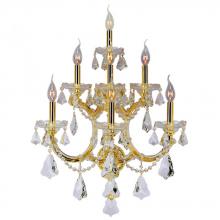  W23073G22 - Maria Theresa 7-Light Gold Finish and Clear Crystal Candle Wall Sconce Light 22 in. W x 29.5 in. H E