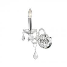  W23101C4-CL - Provence 1-Light Chrome Finish and Clear Crystal Candle Wall Sconce Light 4 in. W x 15 in. H Small