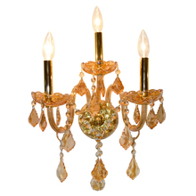  W23103G13-AM - Provence Collection 3 Light Gold Finish and Amber Crystal Candle Wall Sconce 13" W x 18" H M