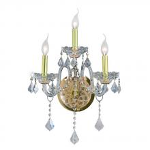  W23103G13-CL - Provence 3-Light Gold Finish and Clear Crystal Wall Sconce Light 13 in. W x 18 in. H Medium Two 2 Ti