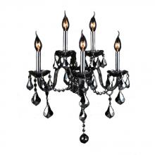  W23105C13-SM - Provence Collection 5 Light Chrome Finish and Smoke Crystal Wall Sconce 13" W x 18" H Medium