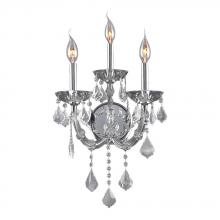  W23113C12-CL - Maria Theresa 3-Light Chrome Finish and Clear Crystal Candle Wall Sconce Light 12 in. W x 20 in. H M