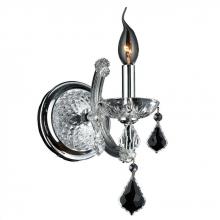  W23116C6-CL - Maria Theresa 1-Light Chrome Finish and Clear Crystal Candle Wall Sconce Light 6 in. W x 14 in. H Sm