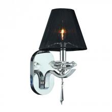  W23133C7 - Gatsby 1-Light Chrome Finish and Clear Crystal Wall Sconce Light with Black String Shade 7 in. W x 1