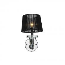  W23135C7 - Gatsby 1-Light Chrome Finish and Clear Crystal Wall Sconce Light with Black String Shade 7 in. W x 1