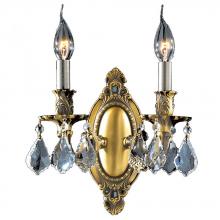  W23301BP9-CL - Windsor 2-Light Antique Bronze Finish Crystal Candle Wall Sconce Light 9 in. W x 10.5 in. H Medium