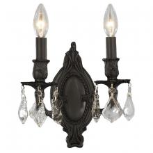  W23301F9-CL - Windsor 2-Light dark Bronze Finish Crystal Candle Wall Sconce Light 9 in. W x 10.5 in. H Medium